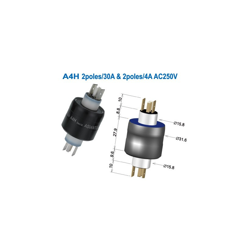 Asiantool A4H ,4-kutup,250v 4 Amper 30 Amper,SlipRing Konnektör
