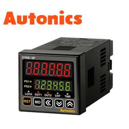 Autonics CT6S-2P4 ,Ebat 48x48mm,Besleme 110v..220vac,Çıkış Kontak-2A,6 Hane,Sayıcı Zaman Röle