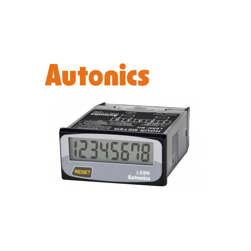 Autonics LE8N-BN ,Ebat 48x24mm,Giriş Kontak NPN,8-Hane,Pilli İş Zaman Saat