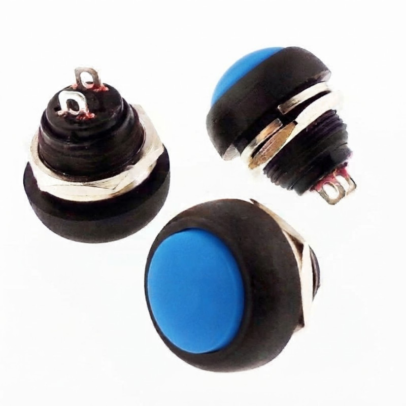 Çin DC184-MV ,Montaj 12mm,Kontak-1A,Mavi Yaylı M12 Buton