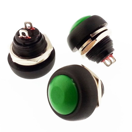 Çin DC184-YŞ ,Montaj 12mm,Kontak-1A,Yeşil Yaylı,M12 Buton