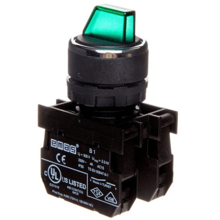 Emas B101SL30Y ,Montaj 22mm,3-Konum Kontak-2A,Yeşil Kalıcı,M22 Anahtar