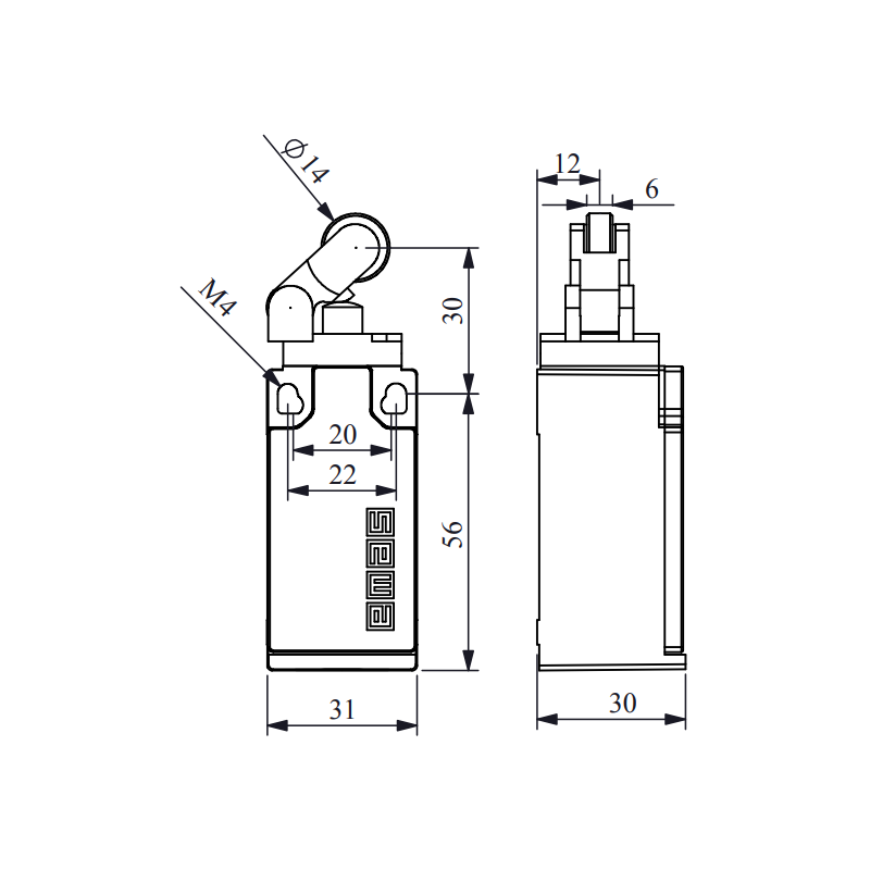 Emas L5K13MIP311 ,Plastik Gövde-31x30x70mm,Kontak 1A1K,Plastik Makara,Sınır Sivic