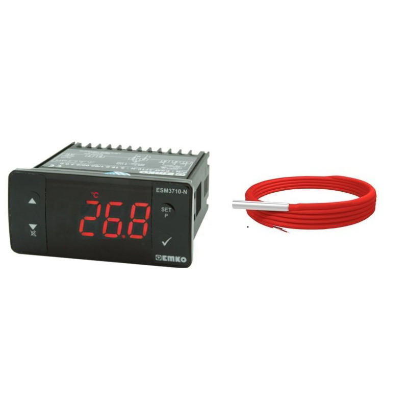 Emko ESM-3710-N.51201 0000 2100 ,Ebat 77x35mm,Besleme 220vac,Çıkış Kontak-1A1K,Sensör PTC,Isı Kontrol Termostat