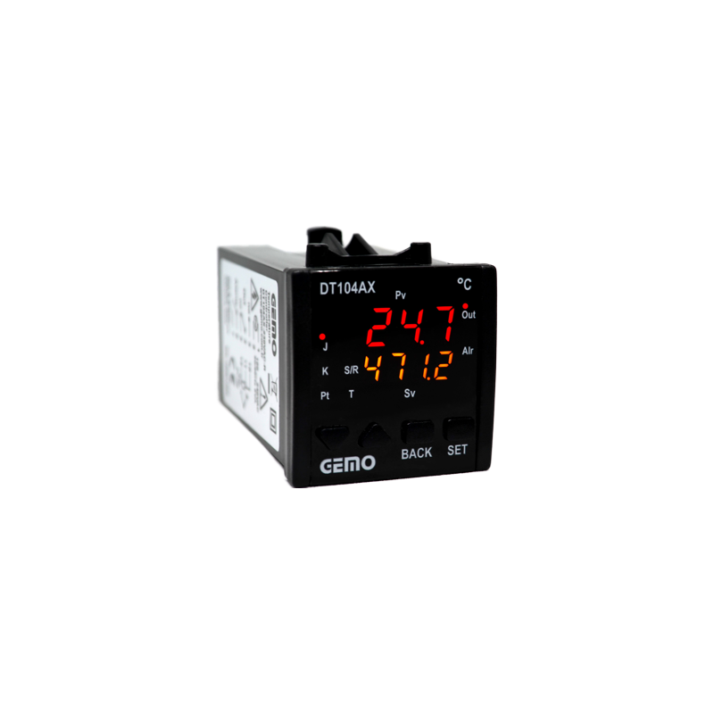 Gemo DT104AX-230VAC-S ,Ebat 48x48mm,Besleme 110v..220vac,Sensör PT100 TC,Çıkış Ssr,Isı Kontrol Termostat