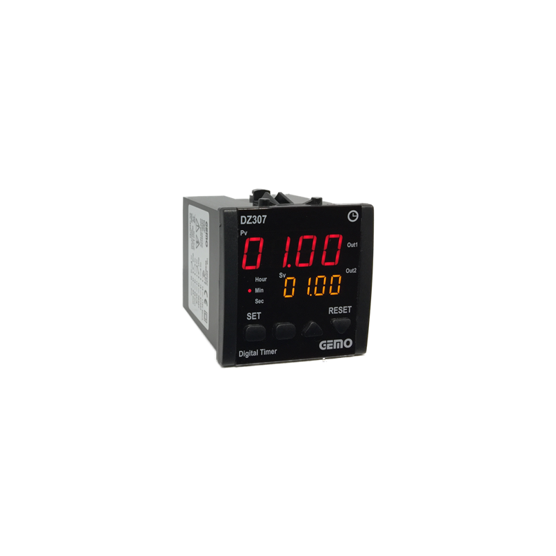 Gemo DZ307-230VAC ,Ebat 72x72mm,Besleme 110v..220vac,Kontak-2A2K,Fonkisyonel Zaman Röle