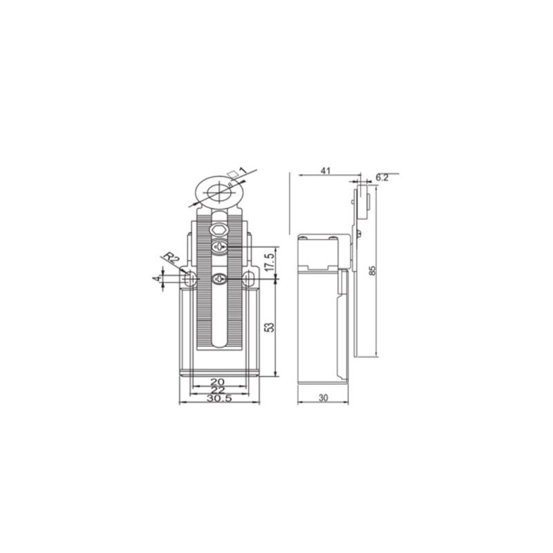 Gwest GLS-131 ,Plastik Gövde-30x30x80mm,Kontak 1A1K,Ayarlı Metal Makara,Sınır Sivic