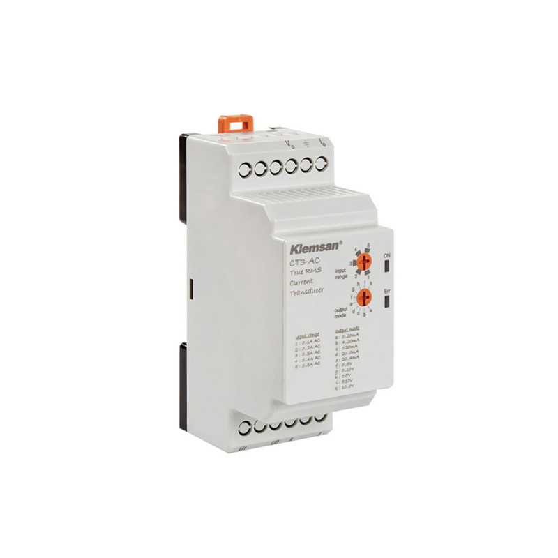 Klemsan CT3-AC ,Besleme 220vac,Giriş 0..5 Amper,Çıkış 0..10v 4..20mA,Akım Transmitter