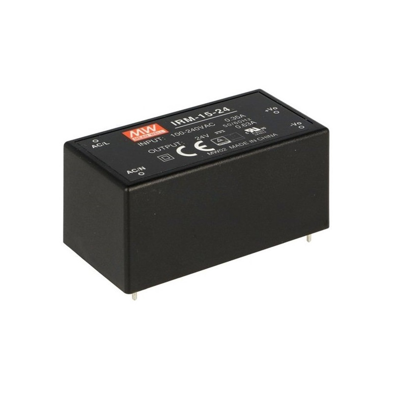 Meanwell IRM-15-24 ,Besleme 110v..220vac,Çıkış 24vdc 0.63 Amper,Pcb Güç Kaynağı