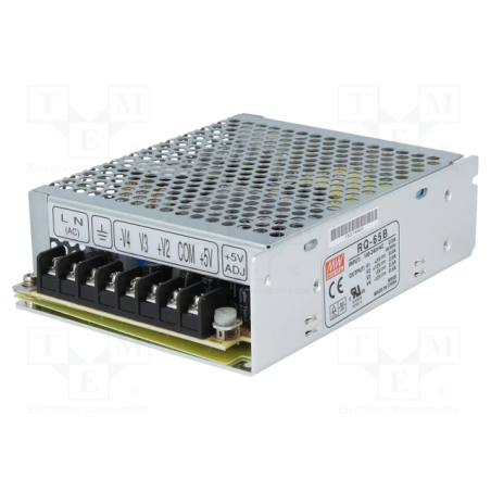 Meanwell RQ-65B ,Besleme 110v..220vac,Çıkış 5vdc 8a, 12vdc 3A,-5vdc 1A,-12vdc 1A,Güç 65w,Smps,Güç Kaynağı