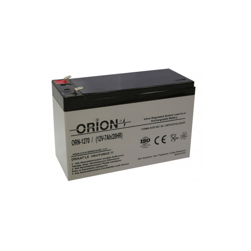 Orion ORN-1270 ,Ebat 151x65x99 mm,12v 7ah,Kuru Akü