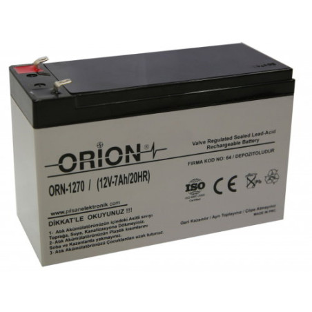 Orion ORN-1270 ,Ebat 151x65x99 mm,12v 7ah,Kuru Akü