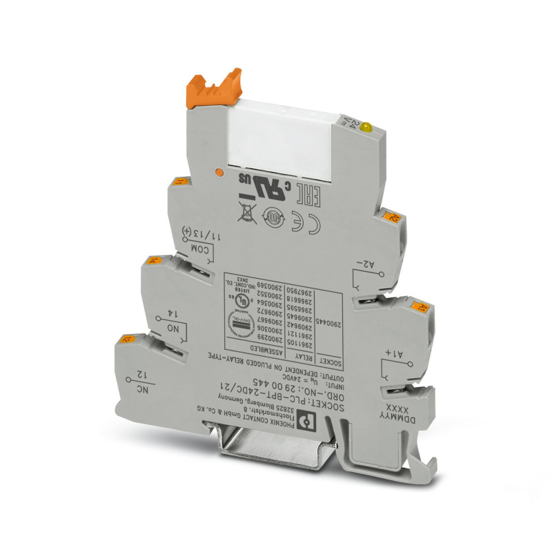 Phoenix PLC-RPT-24DC 21 ,Bobin 24vdc,Kontak 1A1K 6 Amper,5-Pin,Baskılı Slim Röle Takım