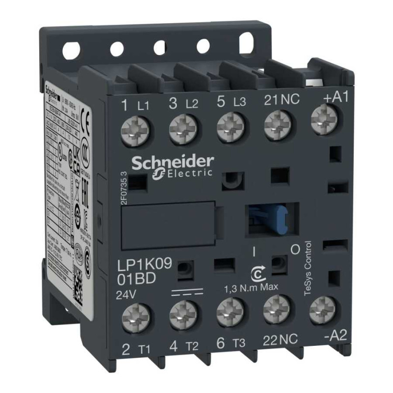Schneider LP1K0901BD,Bobin 24vdc,Güç 4kw 9 Amper,Kontak-3P 1K,Mini Kontaktör