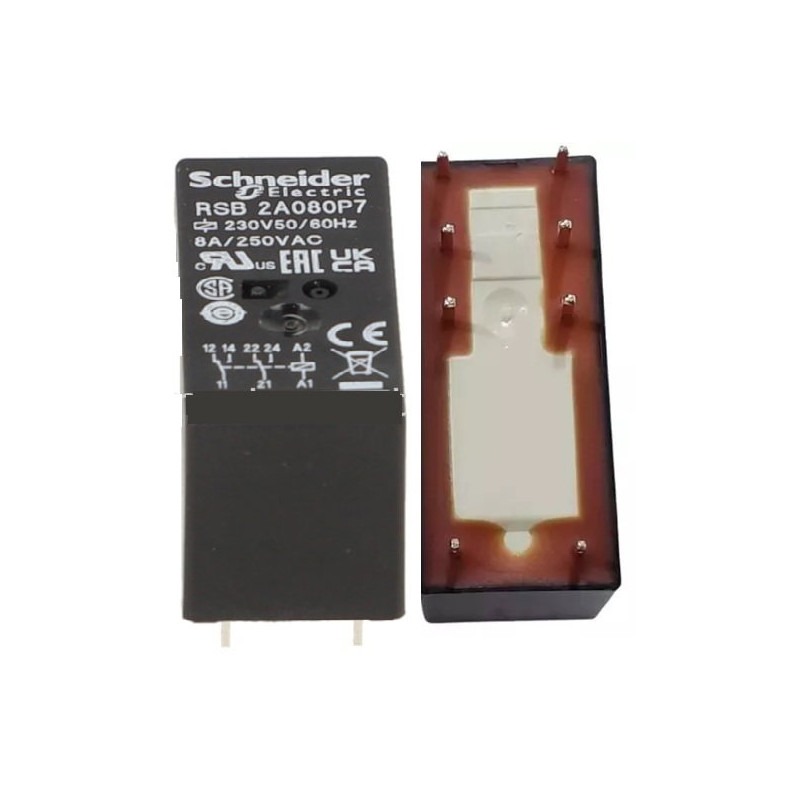 Schneider RSB2A080P7 ,Bobin 220vac,Kontak 2A2K 8 Amper,İnce-8pin,Röle