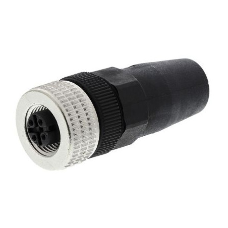 Zhong M12PG-4A ,Düz Seyyar,M12 4pin Dişi,A-CODE,Soket Konnektör