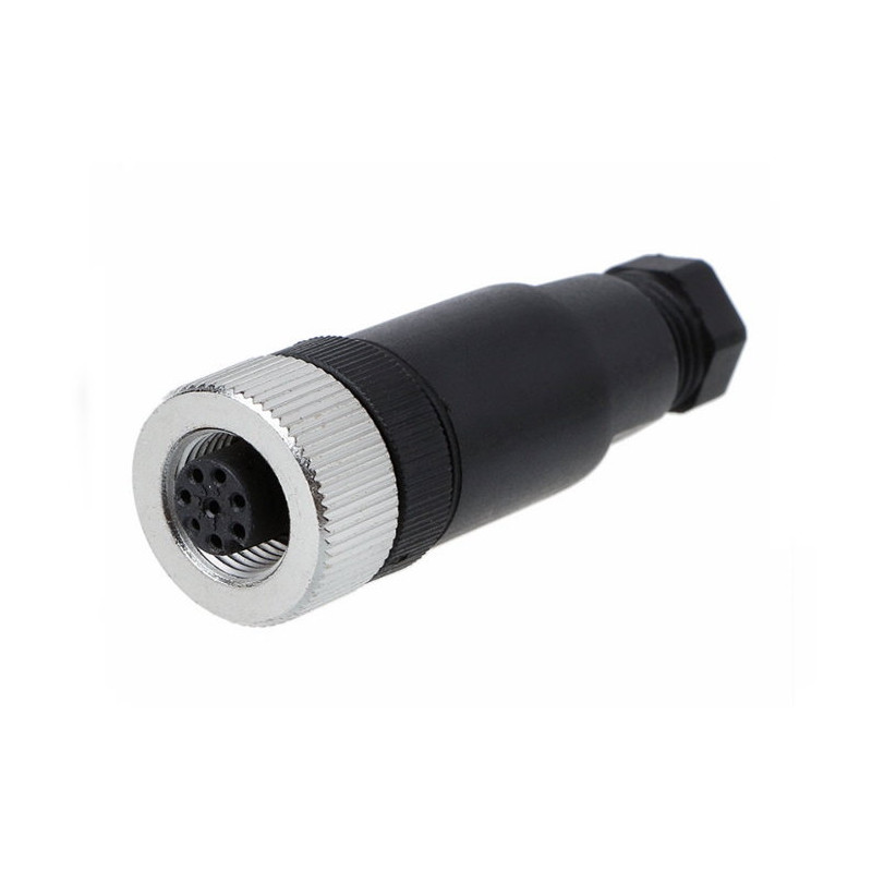 Zhong M12PG-8A ,Düz Seyyar,M12 8pin Dişi,A-CODE,Soket Konnektör