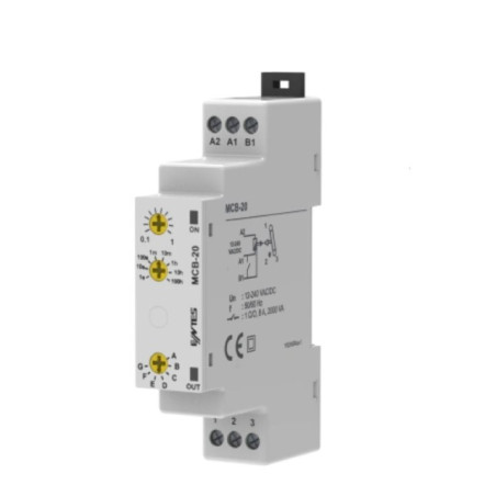 Entes MCB-20 ,Ray Dın,Besleme 12v..220vac dc,Kontak-1A1K, Multi Zaman Röle