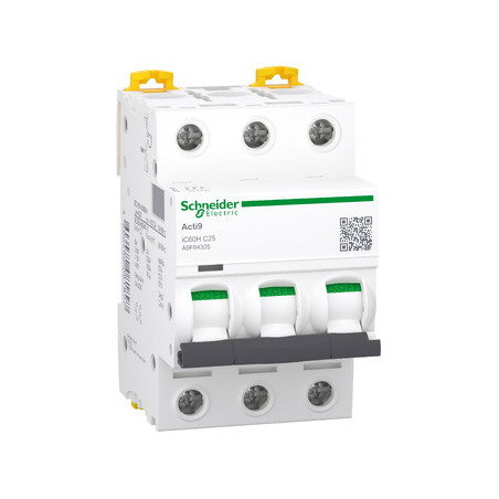 Schneider A9F84325 ,IC60N 10kA,3-Faz 3x25a,C-Tip,25 Amper,Otomatik Sigorta