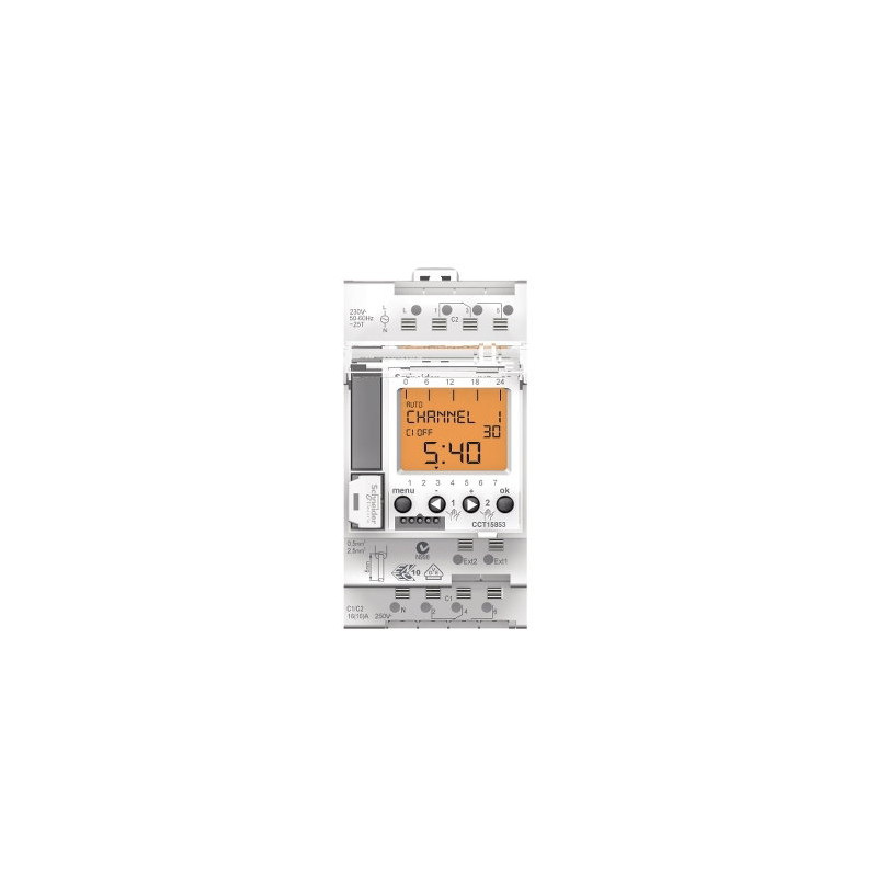 Schneider CCT15723 ,Ray Dın,IHP 7gün,Besleme 220vac,Kontak-1A1K,Dijital Zaman Röle