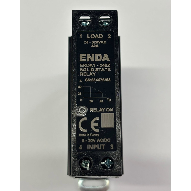 Enda ERDA1-240Z ,Güç 1x220vac 40a,Kontrol 3v..30vdc,1-Faz,Dc-Ac,Solid State Röle
