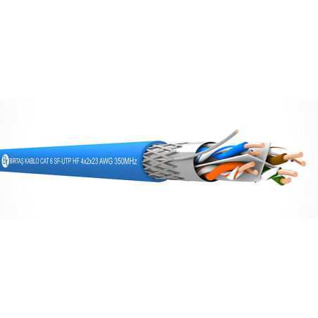 Birtaş SF UTP EFFC -4x2x26 19PUR ,8-Damar Tek Telli,Blendajlı Yeşil Pur CAT6,1mt Ethernet Kablo