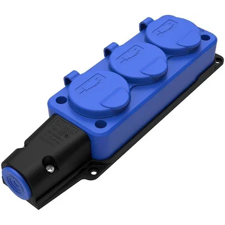 Bemis BV2-1402-3613 ,220V,16-Amper,IP54,3 lü Kaucuk Mavi Priz