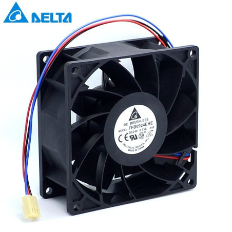 Delta FFB0924EHE-R00 ,Ebat 92x38mm,Besleme 24vdc 0.75A 12W,Hava 110-Cfm,3-Kablo Fan