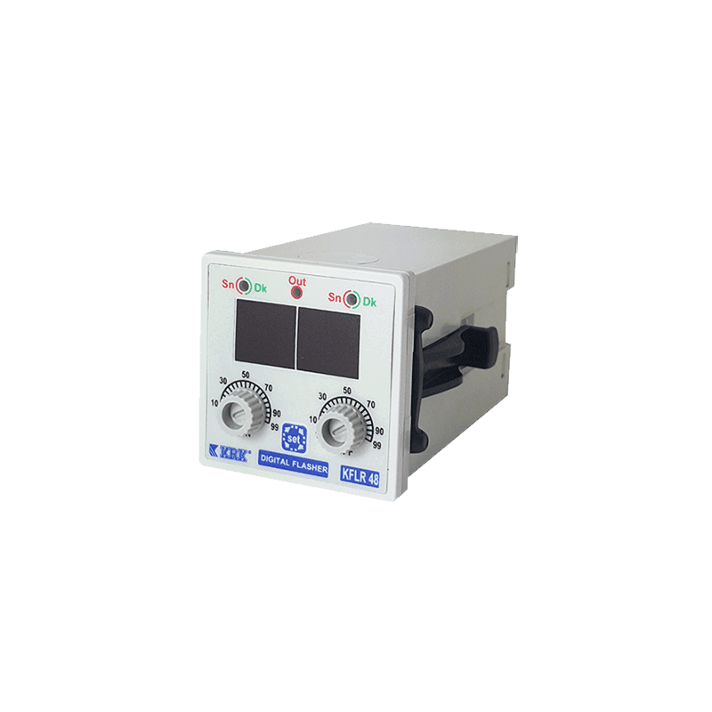 Krk KFLR-48 ,Ebat 48x48mm,Besleme 220vac,Kontak-1A1K,Flaşör Zaman Röle