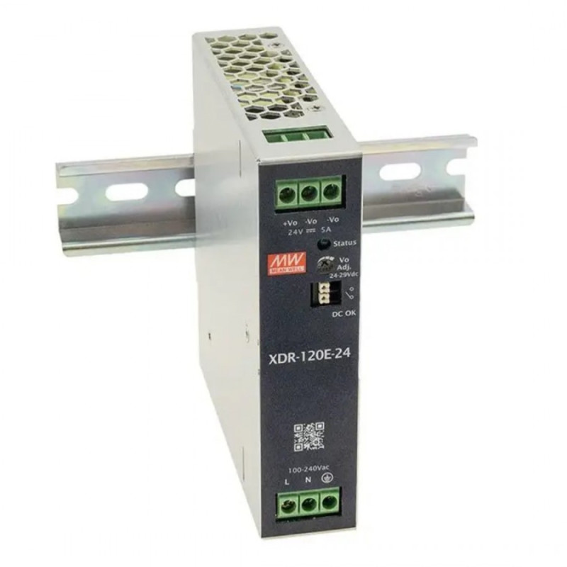Meanwell XDR-120E-24 ,Besleme 110v..220vac,Çıkış 24vdc 5 Amper,Güç 120w,Smps,Güç Kaynağı