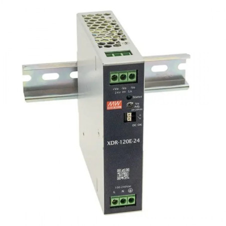 Meanwell XDR-120E-24 ,Besleme 110v..220vac,Çıkış 24vdc 5 Amper,Güç 120w,Smps,Güç Kaynağı