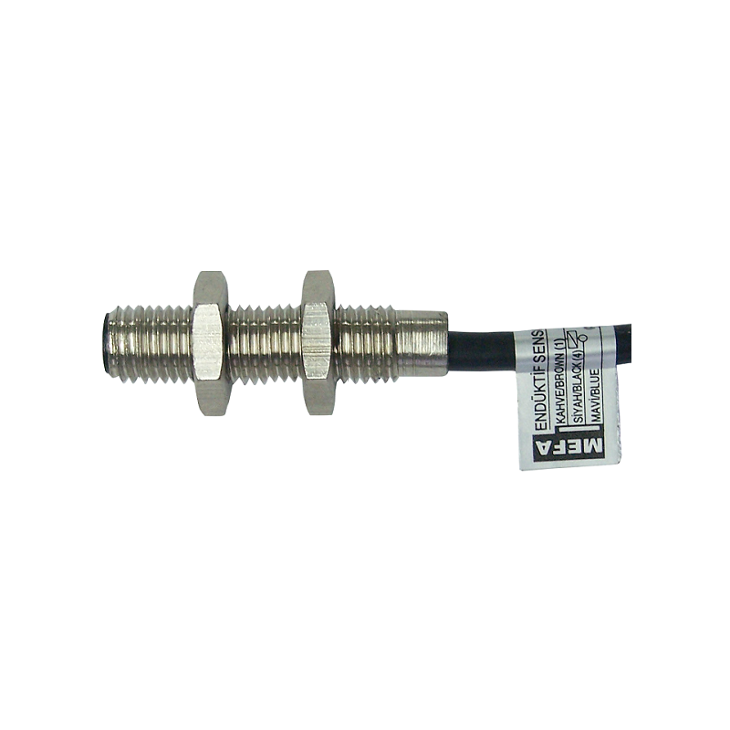 Mefa MM-S08L-YA ,Ebat M8x38mm,Ölçüm 20mm,Çıkış AC-DC-NO,Besleme 24v..220vac dc,Led,2-Kablo 2mt,Manyetik Sensör