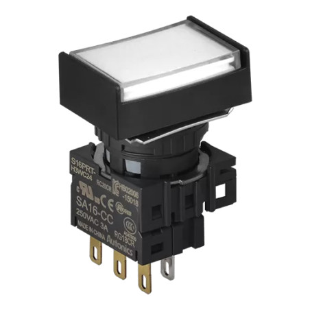 Autonics S16PRT-H3WC24 ,Montaj 16mm,Kontak 1A1K,Beyaz-24v Yaylı,M16 Buton