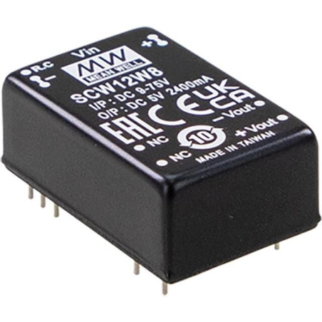 Meanwell SCW12W8-05 ,Besleme 9..75vdc,Çıkış 5vdc 2.4 Amper,Dc-Dc Konverter