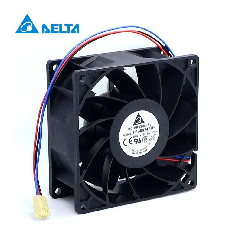 Delta FFB0924EHE-F00 ,Ebat 92x38mm,Besleme 24vdc 0.75A 12W,Hava 110-Cfm,3-Kablo Fan