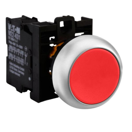Eaton M22-D-R K01 ,Montaj 22mm,Kontak-1K,Kırmızı Yaylı,M22 Buton