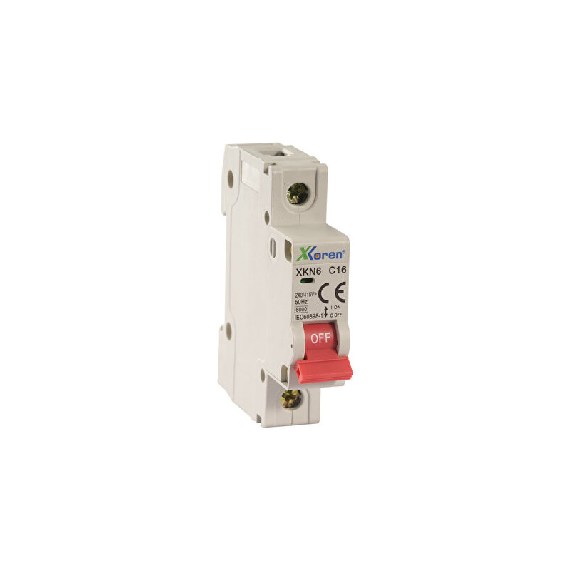 Xkoren XKN06-1-C016 ,XKN 6kA,1-Faz 1x16a,C-Tip,16 Amper,Otomatik Sigorta