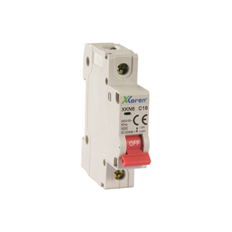 Xkoren XKN06-1-C016 ,XKN 6kA,1-Faz 1x16a,C-Tip,16 Amper,Otomatik Sigorta
