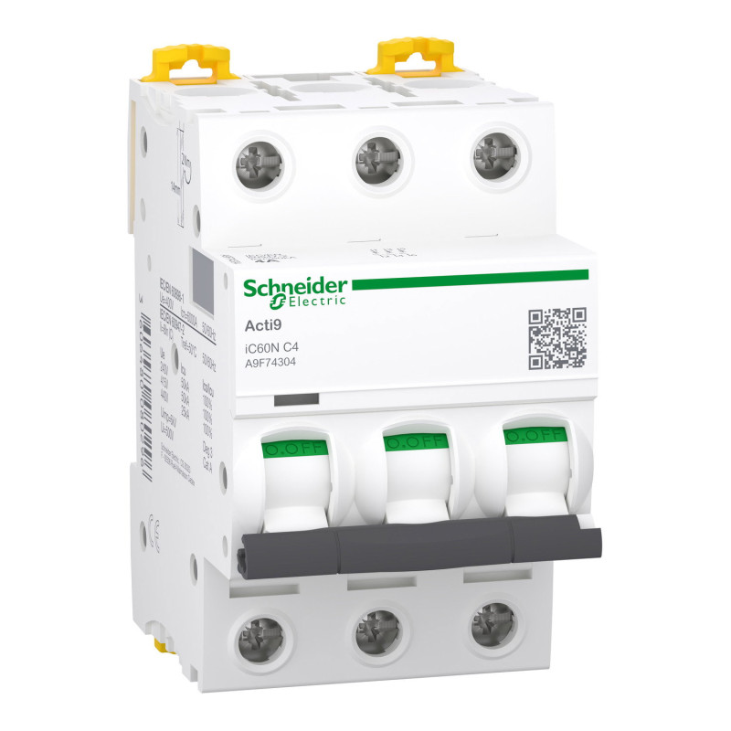 Schneider A9F74304 ,IC60N 6kA,3-Faz 3x4a,C-Tip,4 Amper,Otomatik Sigorta