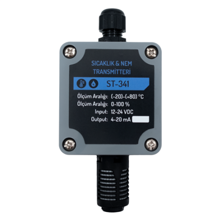 Ems ST-341 -20 80 ,Besleme 24vdc,Ölçüm -20.. 80 Derece, 0.. 100 Nem,Çıkış 4..20mA,Isı-Nem Sensör Transmitter