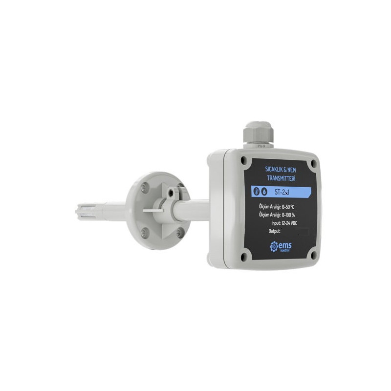 Ems ST-241-20 80 ,Besleme 24vdc,Ölçüm -20.. 80 Derece, 0.. 100,Çıkış 4..20mA,Kanal Tip,Isı-Nem Sensör Transmitter