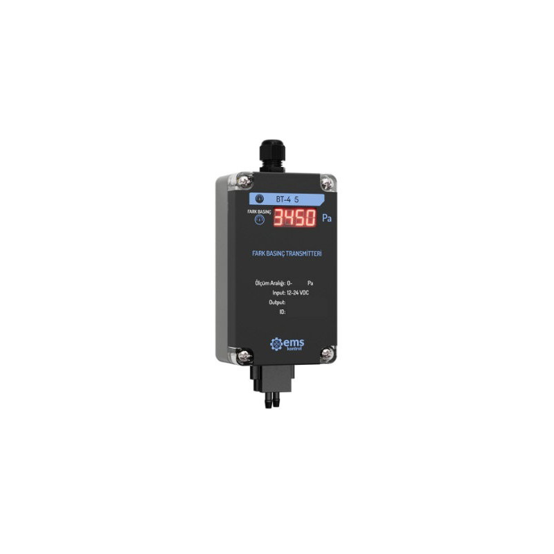 Ems BT-445-10 ,Besleme 24vdc,Ölçüm 0..10kPA,Çıkış 4..20mA,Ekranlı,Fark Basınç Sensör Transmitter