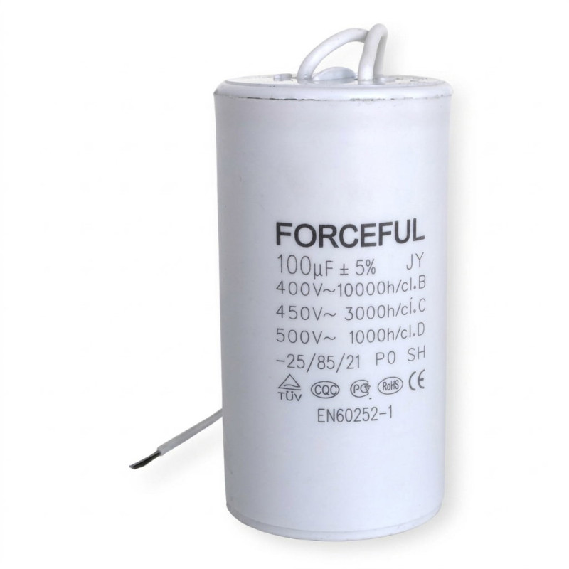 ForceFul 100UF 400V ,Kapasite 100uF 400vac,Ebat M55x133mm,Daimi Kondansatör