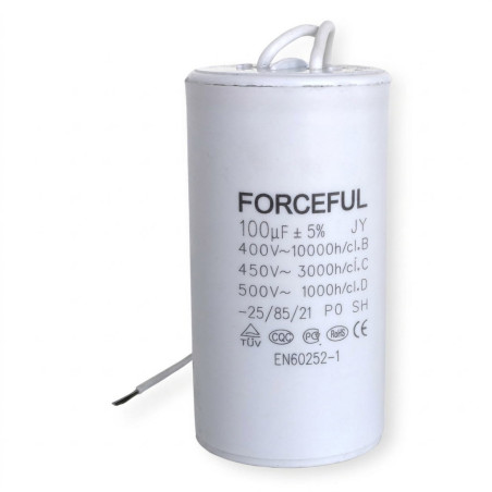 ForceFul 100UF 400V ,Kapasite 100uF 400vac,Ebat M55x133mm,Daimi Kondansatör