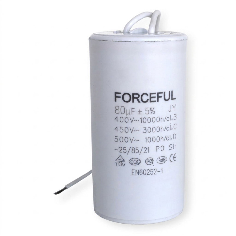 ForceFul 80UF 400V ,Kapasite 80uF 400vac,Ebat M55x133mm,Daimi Kondansatör