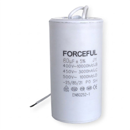 ForceFul 80UF 400V ,Kapasite 80uF 400vac,Ebat M55x133mm,Daimi Kondansatör