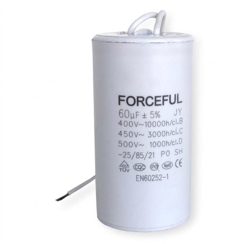 ForceFul 60UF 400V ,Kapasite 60uF 400vac,Ebat M50x105mm,Daimi Kondansatör