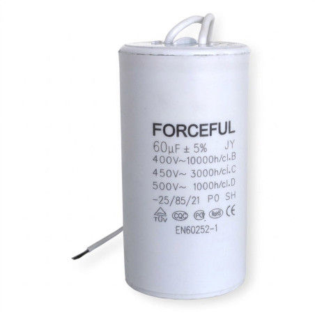 ForceFul 60UF 400V ,Kapasite 60uF 400vac,Ebat M50x105mm,Daimi Kondansatör