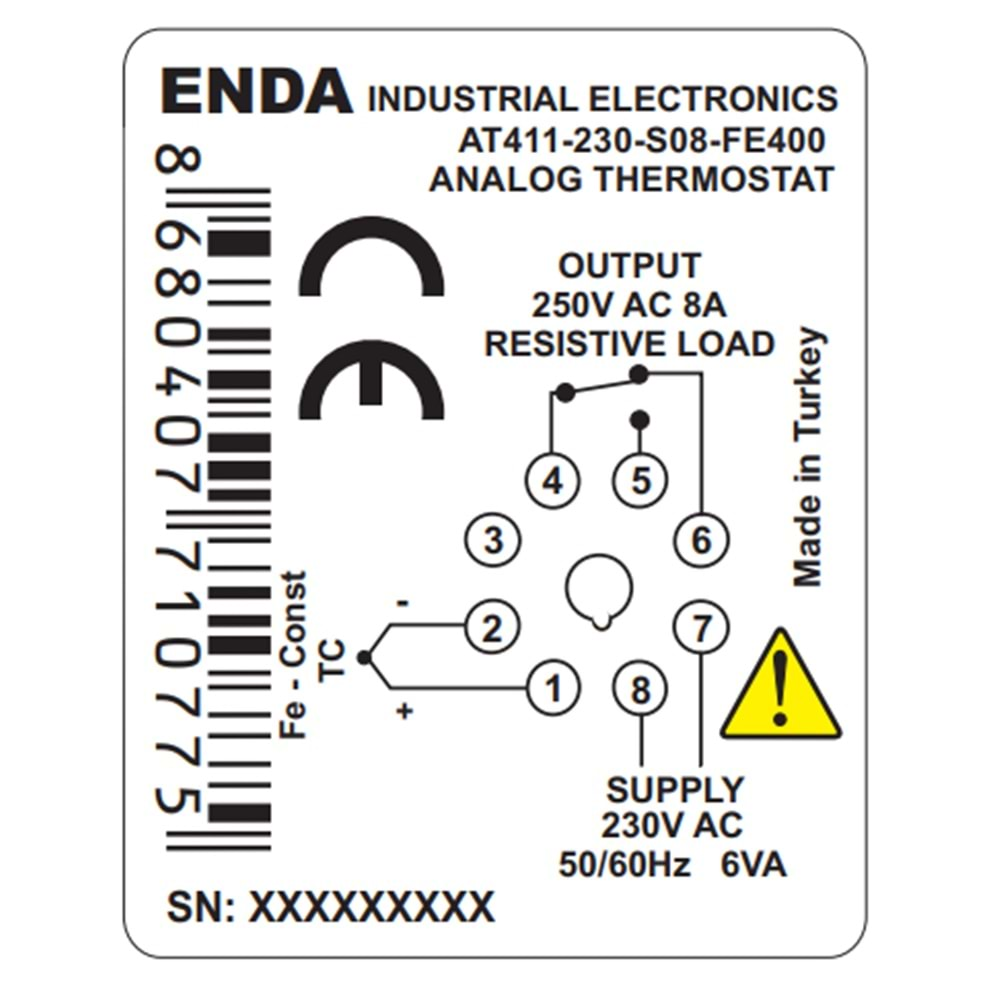 Enda AT411-SM-S08-FE400 ,48x48 24vac/dc Isı Kontrol