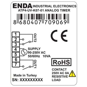 Enda ATP4-K07-UV-60 ,48x48 110v/220vac 60sn Zaman Röle